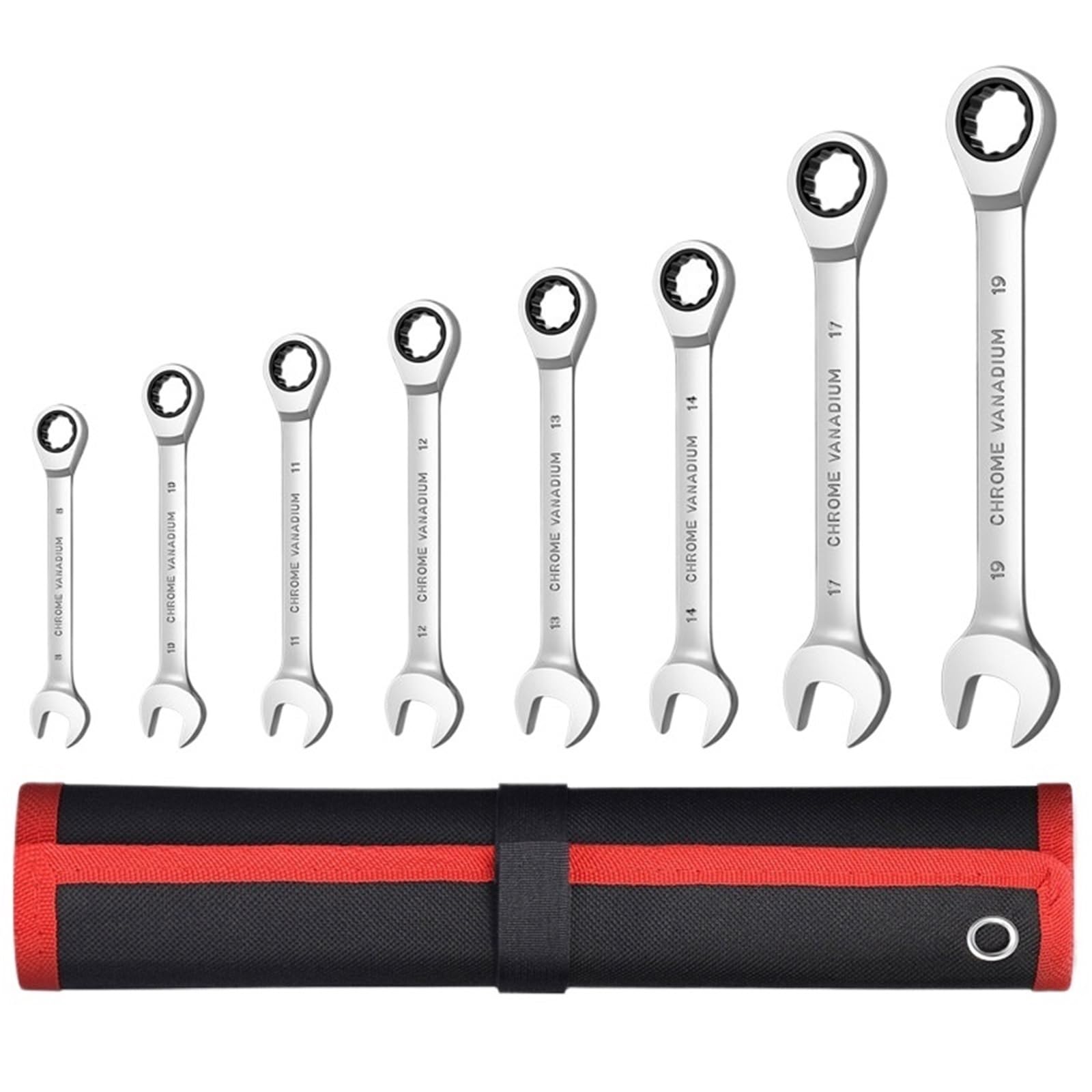 ZGUOUZANTYE Ratcheting Wrench Set, Key Ratchet Wrench Set 72 Tooth Gear Ring Torque Socket Metric Combination Spanners Car Repair Tools(8pcs(8-19mm))