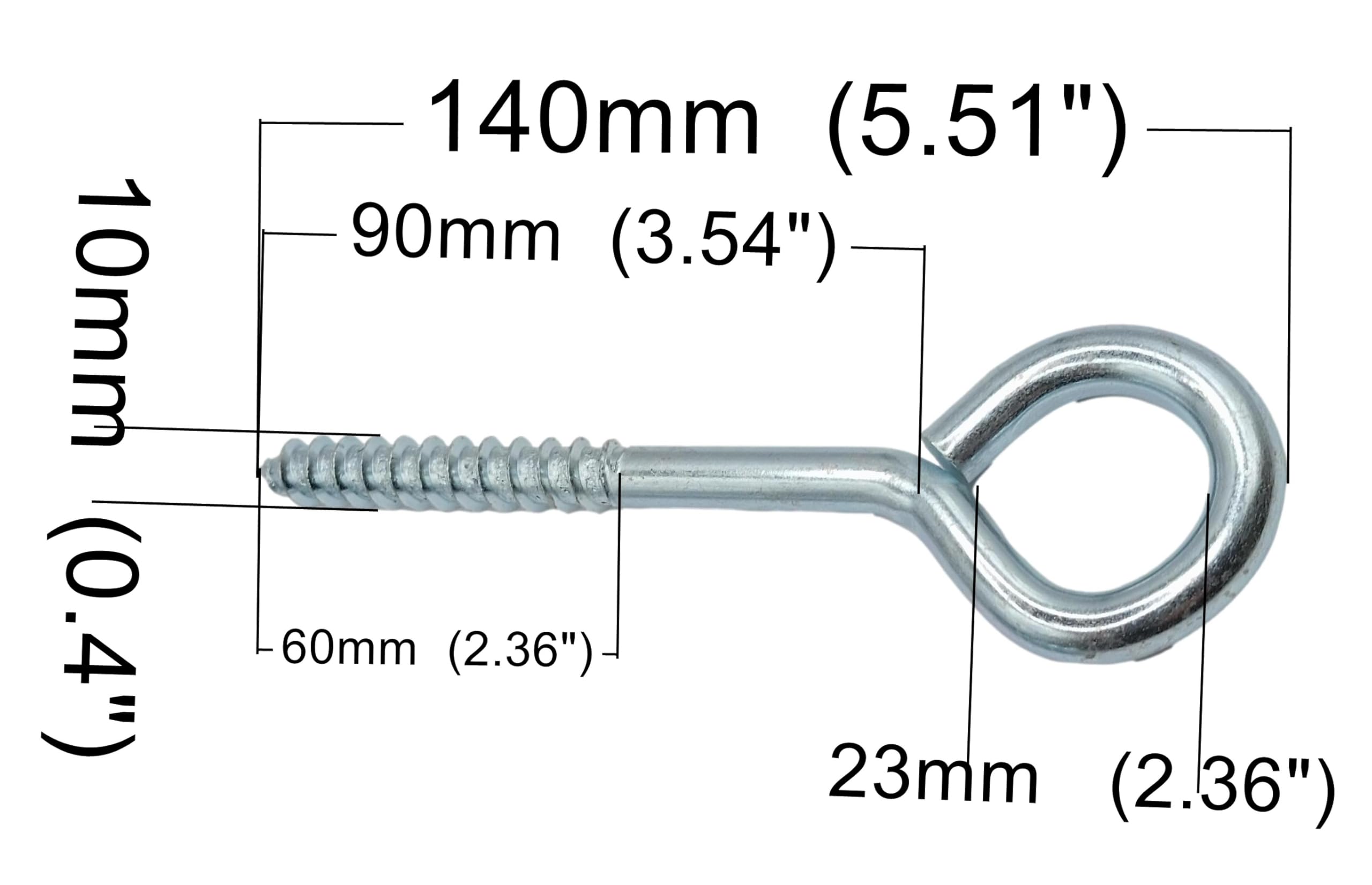 HAFD Hooks Zinc Plated M10 10x140mm Pack of 5, Silver - Image 2