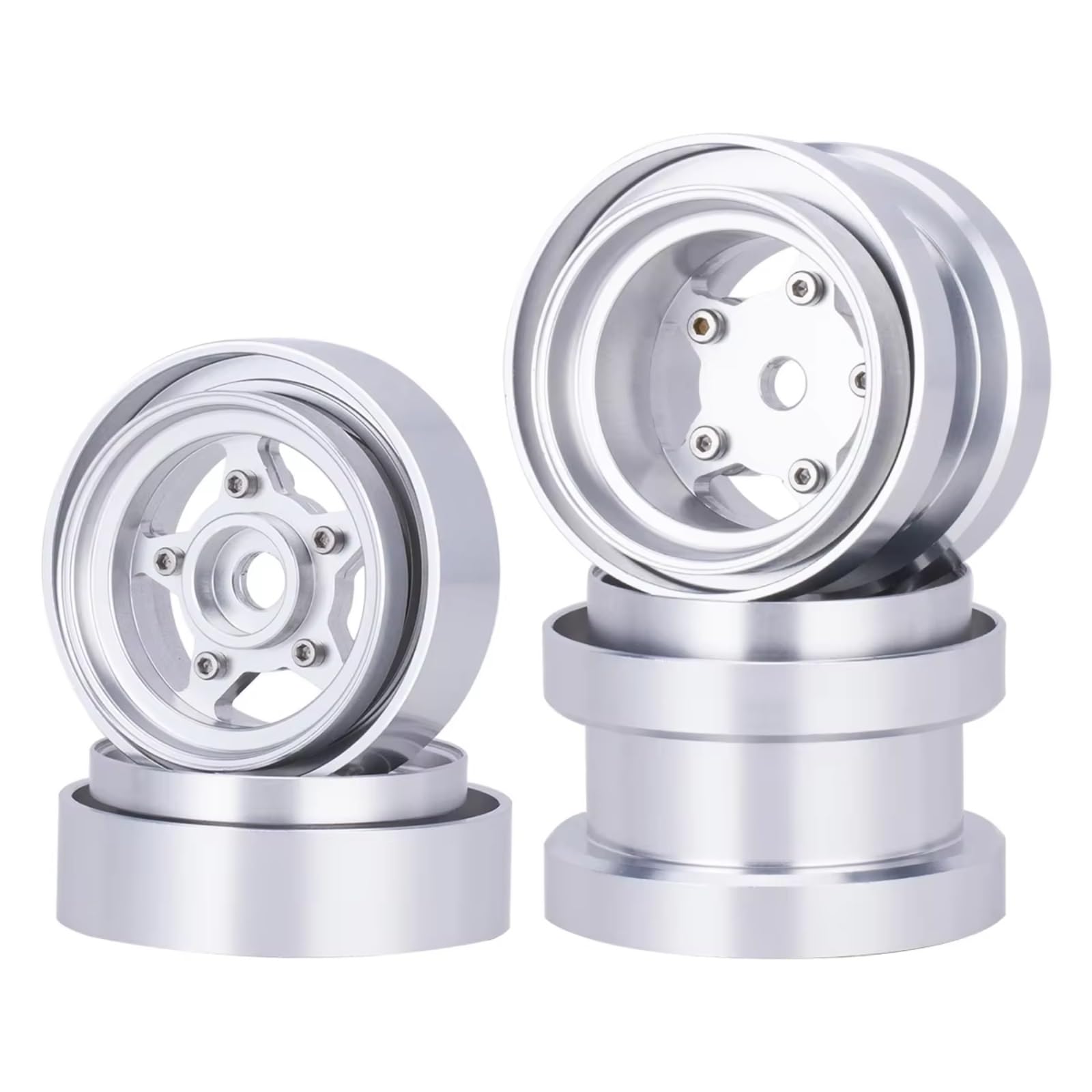 RC Repuestos para Tamiya Frog Grasshopper para Hornet Sand Scorcher 1/10 Ruedas Beadlock Aluminio RC para Buggy Kit Actualización(Silver)