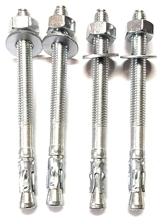 Wedge Type Fully Threaded Design Expansion Zinc Plated Anchor Bolts-In Variable Size: (8 mm X 100mm), Fasteners through bar, Fasteners TB (4)