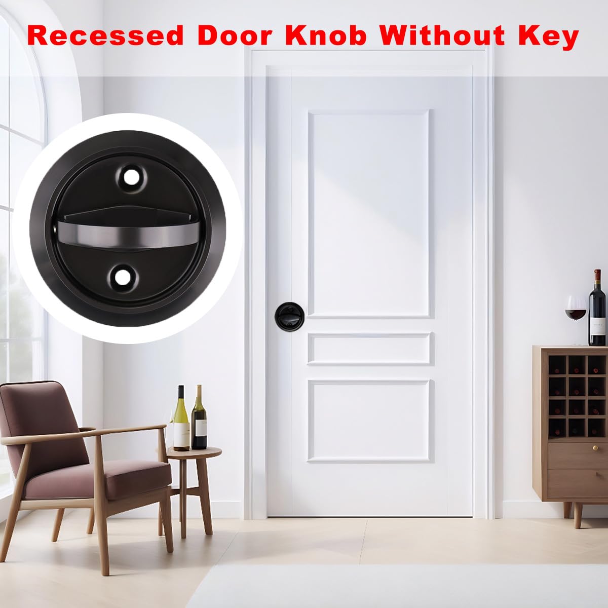 Recessed Door Knob - Keyless Stainless Steel -2