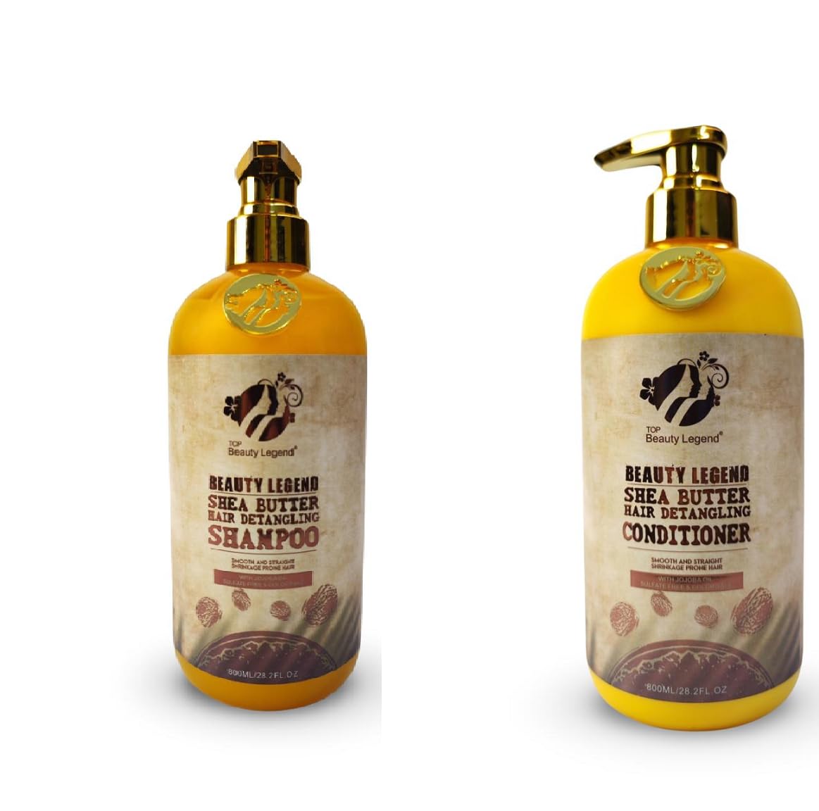 Beauty LegendShea Butter Strength and Restore treatment Masque for Damaged Hair Raw Shea butter Moisturizing Shampoo,Conditioner (2 Pice pack) All Hair Types - 23 fl. oz.