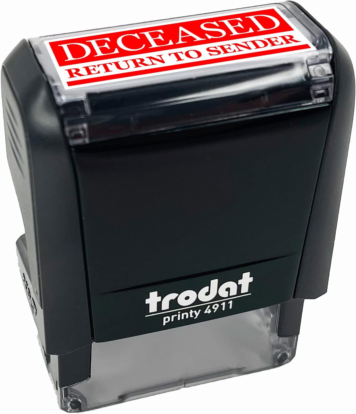 Deceased Return to Sender Mail Delivery Service Self-Inking Rubber Stamp Ink Stamper for Business Office - 1-1/2 Inch Small - Red Ink
