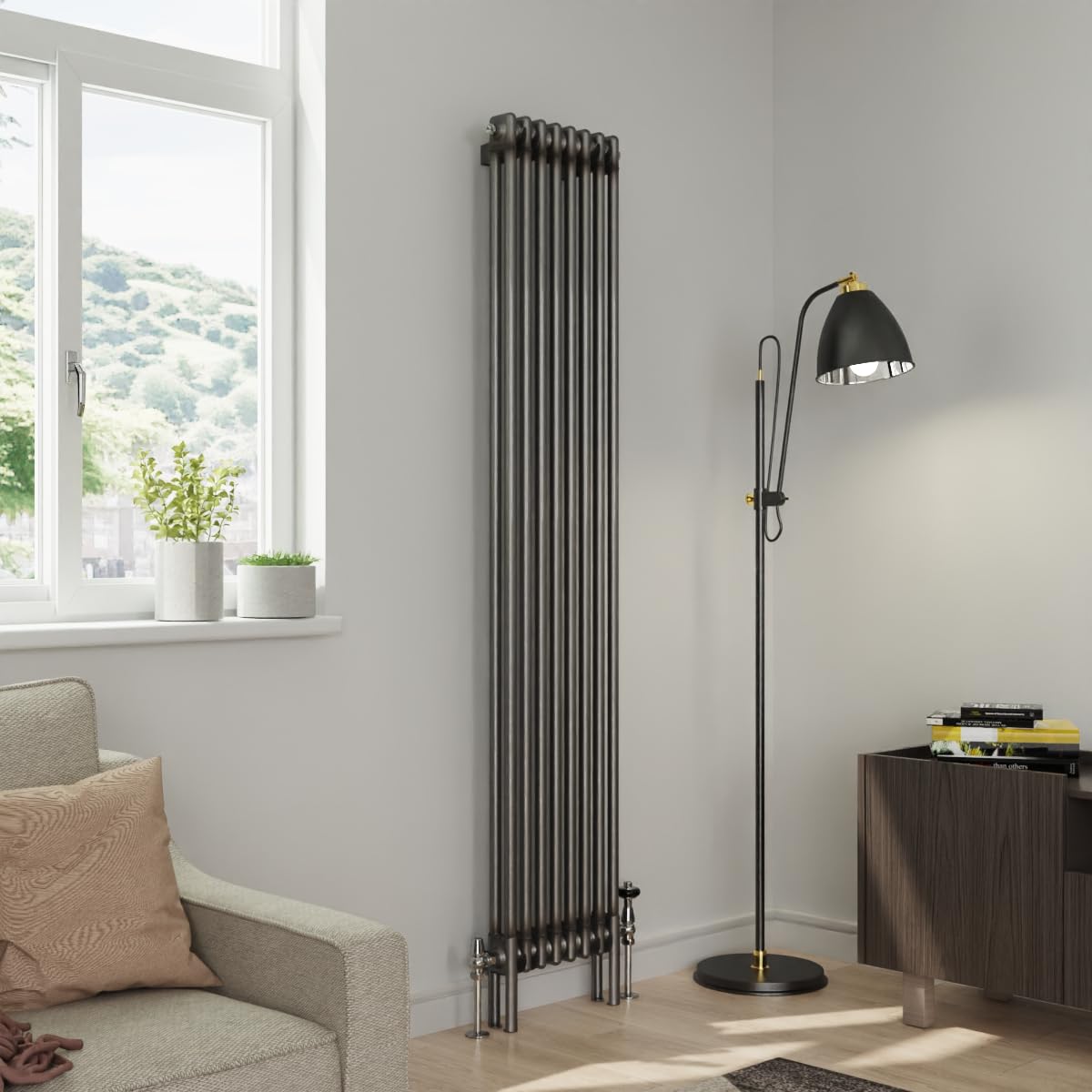 Warmehaus Raw Metal 1800X380mm Traditional Vertical Radiator Double Column Cast Iron Style Panel Radiator Central Heating