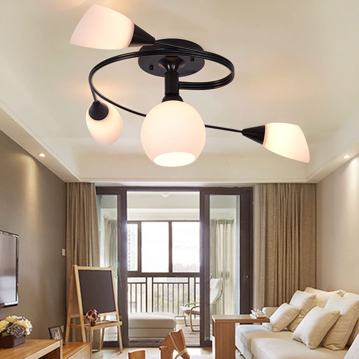 Lumière de plafond suspendue et ventilateur design industriel pour grande salle à manger