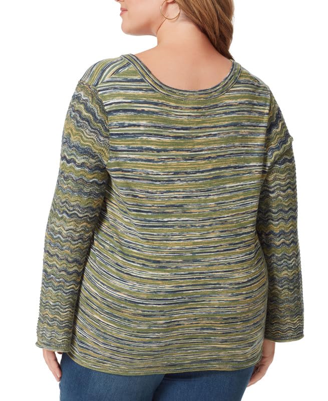 Jessica Simpson Women's Trendy Plus Size Marietta Flare-Sleeve Top (Navy Blazer Multi Stripe, 3X)3