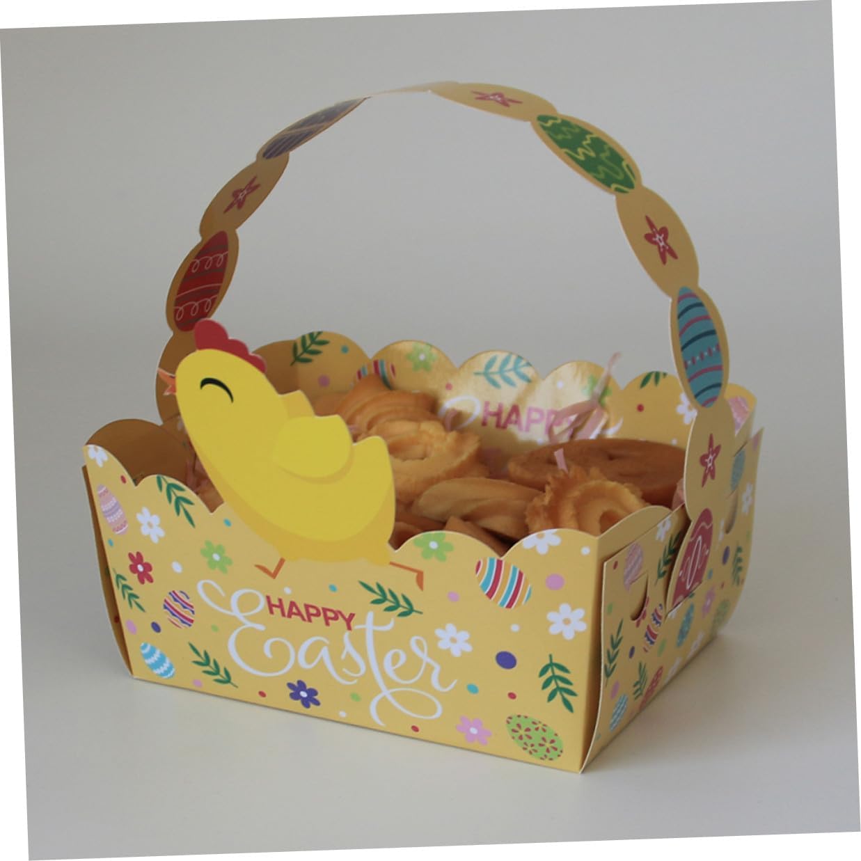 Yardwe 50pcs Yellow Paper Candy Boxes Handheld Easter Basket Snack Containers DIY Packaging for Party Treats image 5
