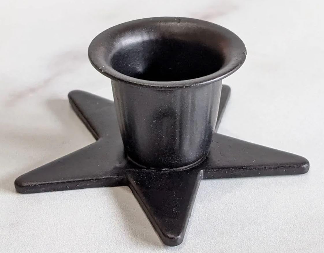 Star Taper Candle Holder - Set of 4, Black | 2 Inch | Country Primitive Décor