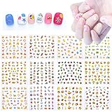 IHUKEIT Summer Nail Decal Stickers for Kids Girls Toddlers Nail Decoration Self Adhesive Glasses Bea