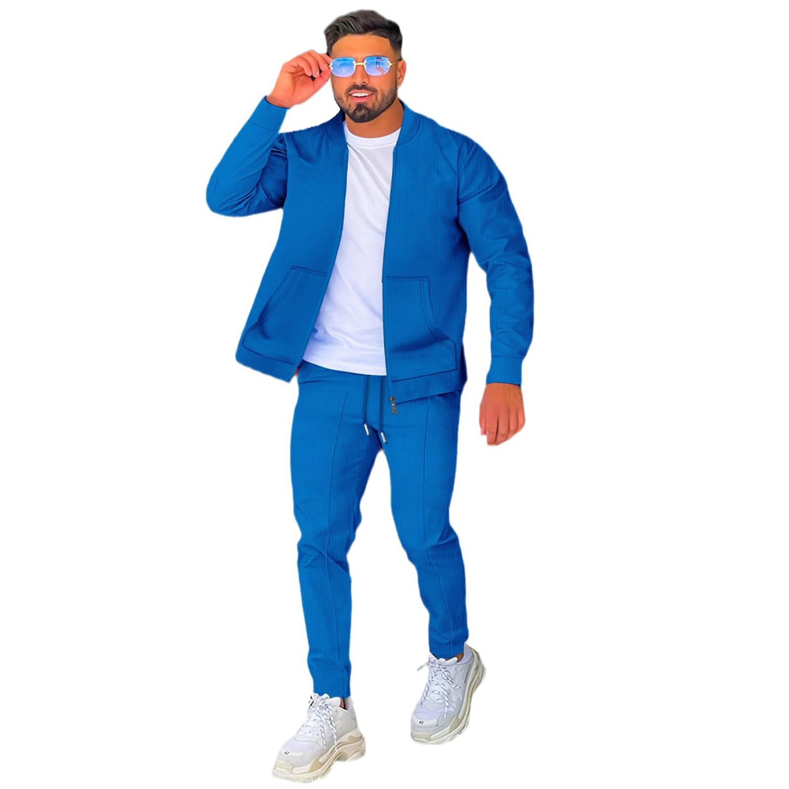Tracksuits Da Uomo 2 Pezzi Camicia Sportiva Con Colletto Da Baseball Felpa Set Tuta Da Uomo Allenamento Top & Bottom Set Sport Jogging Suit Set