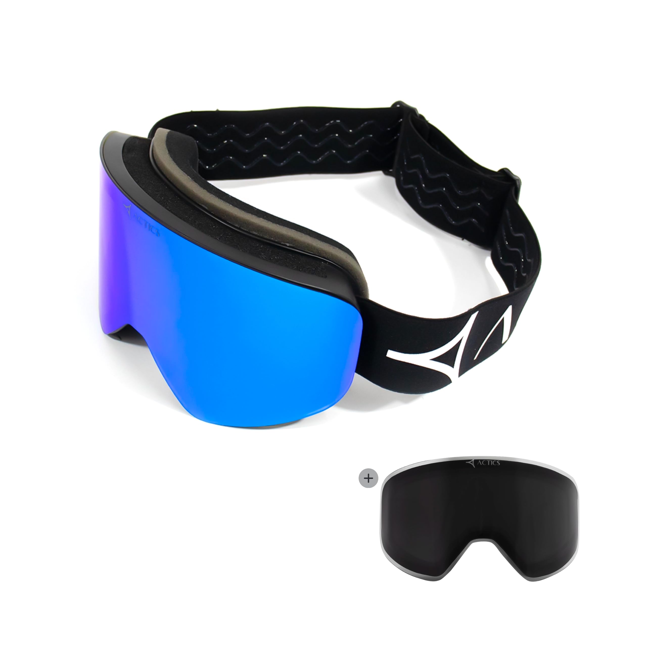 Falcon 1 - Maschera da sci con lenti intercambiabili Revo progettate dalla Nasa, protezione 100% UV400, per uomini e donne, colore: nero