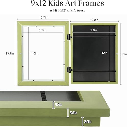 Miniatura 61 de [Paquete de 2] Marcos de arte para niños, marcos de arte para niños, de 8.5 x 11 pulgadas, con apertura frontal, intercambiables, marco de Crema