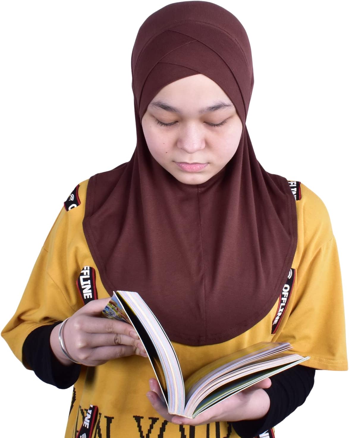 MuLanLegend Handmade| Princess Nur Hijab Pleated | Girls Kids 1 piece Cotton Practical Hijab Headscarf Instant Scarf