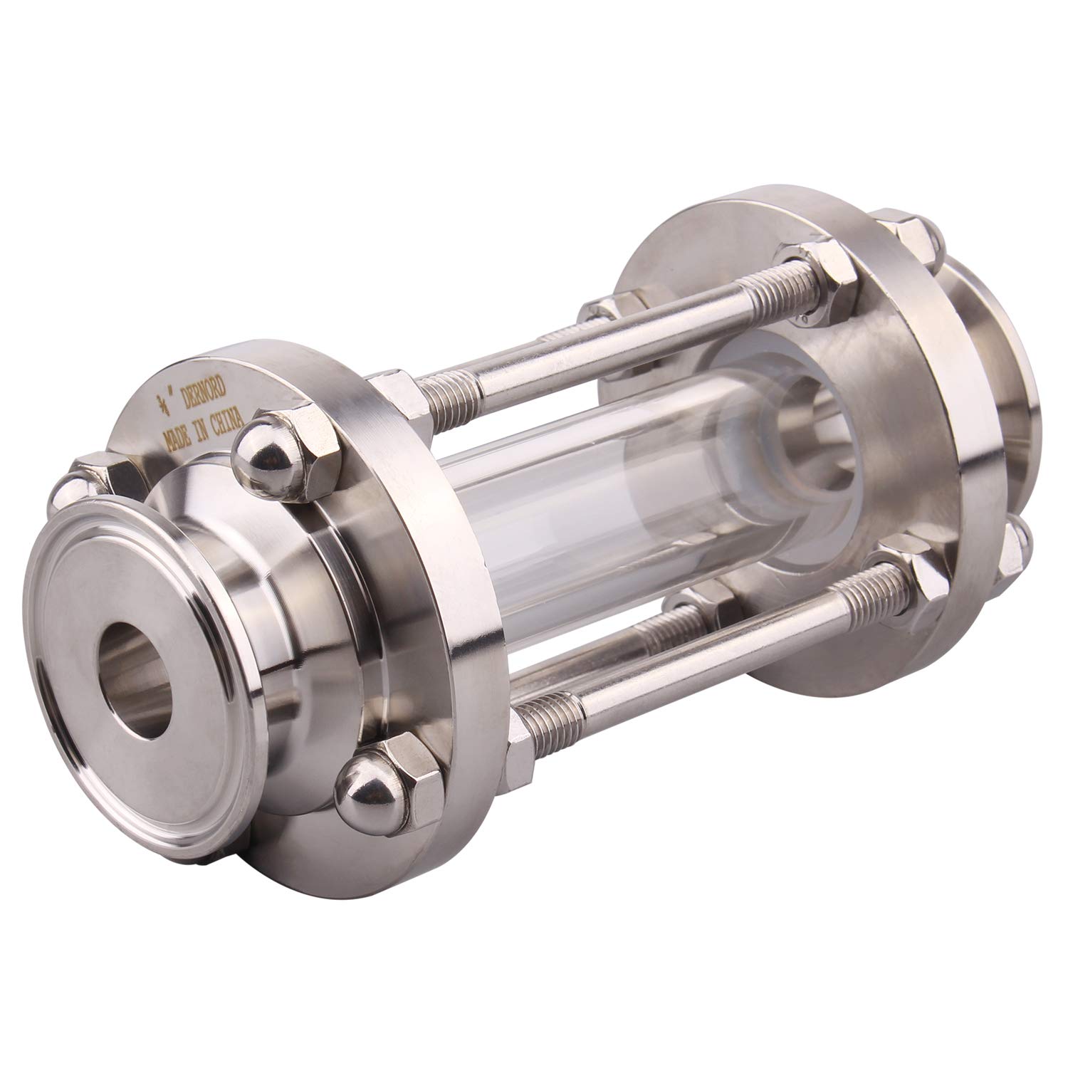 DERNORD In-Line Sight Glass with Clamp End,Flow Sanitary Straight Sight Glass SUS316 Tri Clamp Type (Flow Pipe OD 19MM)