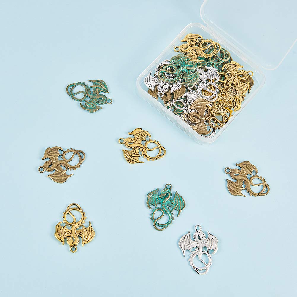 Charms Colorati Per Bracciali SUNNYCLUE 1 Scatola 24 Pezzi 6 Stili Drago Pendenti Con Ciondoli Ciondoli Ballerine Per Gioielli
