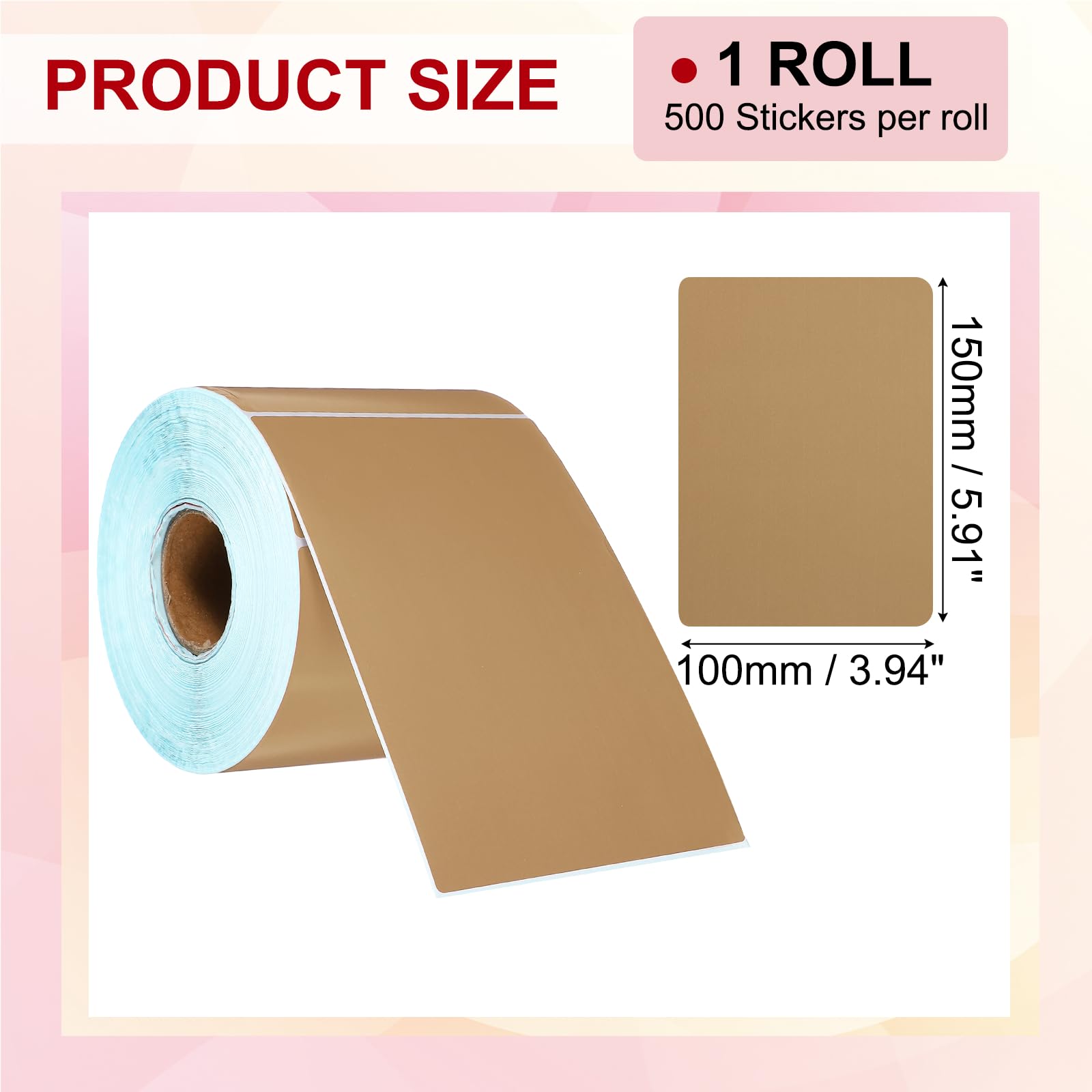 PATIKIL 500 Etichette Termiche, 3.94x5.91 Pollici Etichette Termiche Adesive Per Stampanti Termiche Rotoli Di Carta Adesivi Rettangolari Piccoli, Marrone
