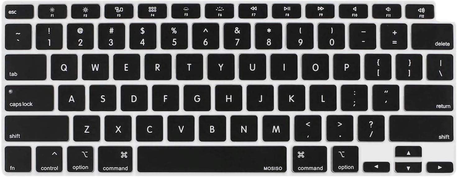 keyboard cover for macbook air m1 13 inch 2020 release model a2179, a2337 touch id & retina display ultra thin keyboard cover waterproof keyboard protector protective skin-gr black