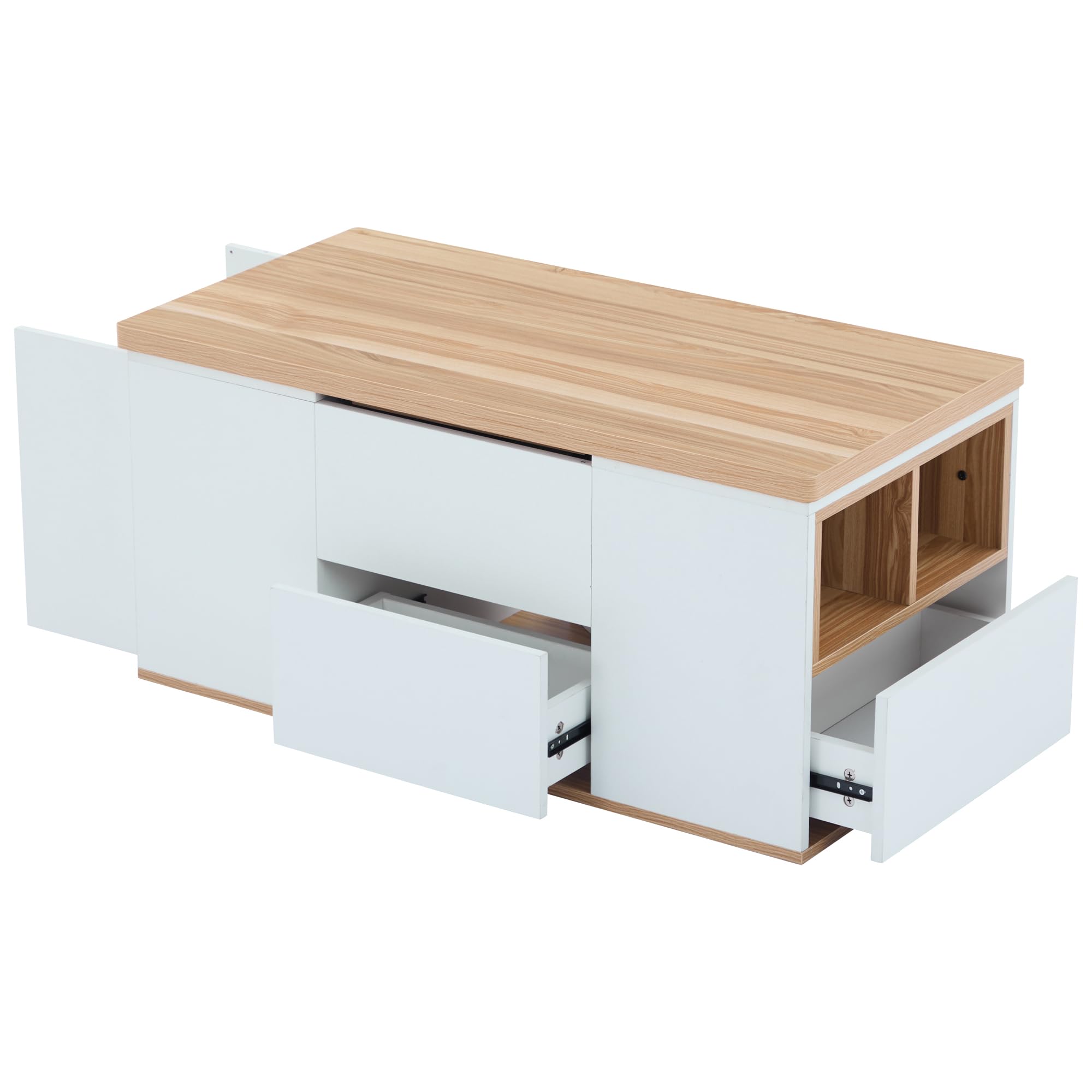Mesa de Centro Elevable, Mesa Extensible, Multifuncional 3 en 1 con Almacenamiento Oculto,Gran Capacidad, Muebles Modernos para salón y Oficina, Mesa de Ocio multifunción,100x51x47cm,Blanco