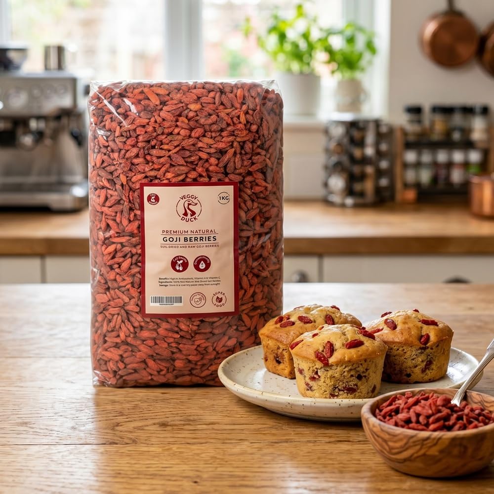 Veggy Duck - Bayas de Goji Naturales (1Kg) - Bayas Secas | Ricas en Antioxidantes, Vitamina A y Vitamina C