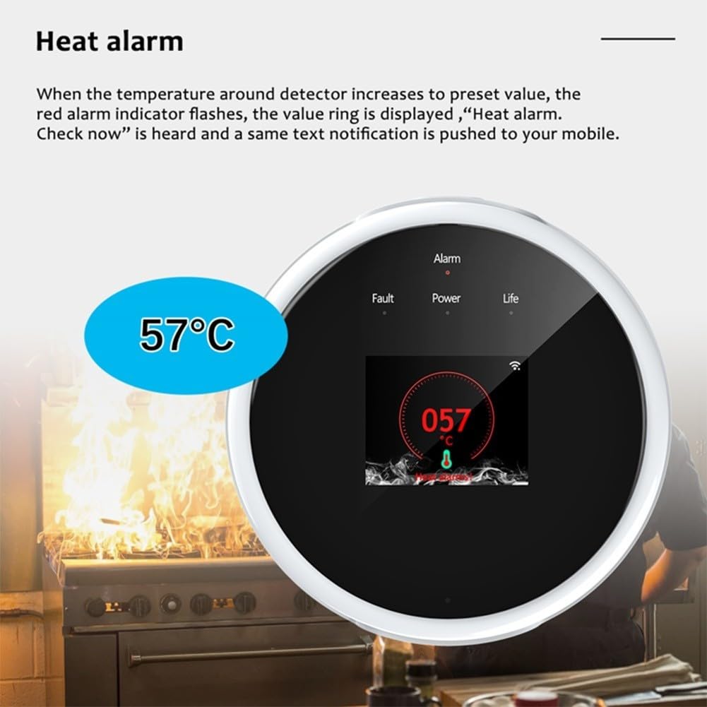 Alarm detektora gazu, LPG, wykrywacz wycieku gazu ziemnego, czujnik wycieku gazu ziemnego, inteligentny wyświetlacz LCD Tuya wykrywacz wycieku gazu, metan, propan, butan, palny, detektor gazu, pasuje