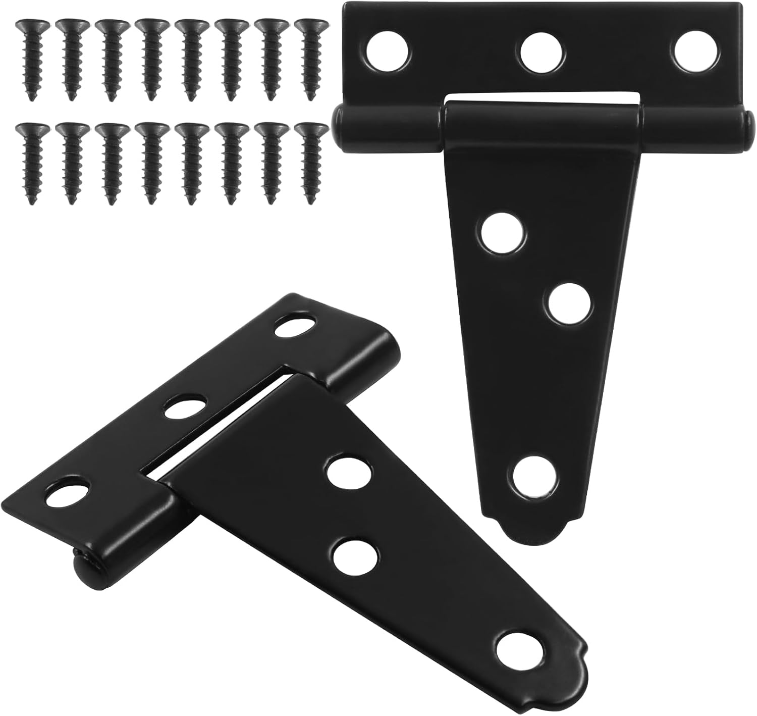 6 Pack 2 Inch Heavy Duty T Strap Hinges, Black Outdoor Gate Strap Hinge T Hinges Barn Door Gate for Shed or Wooden Fences