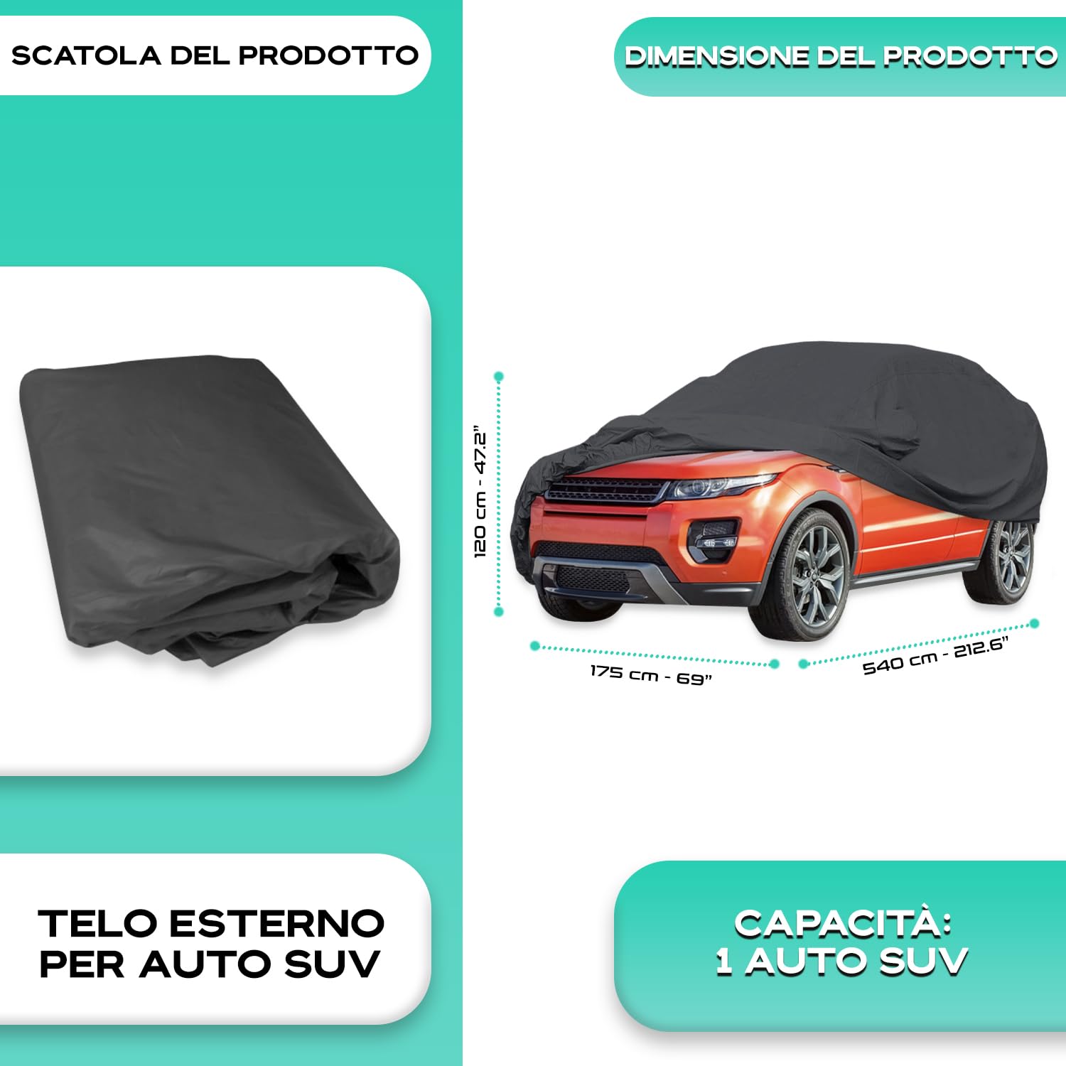 Copriauto Universale XXL per SUV, 4x4, Minivan, Furgone, Familiari, Avant - Telo Copertura Auto di Grandi Dimensioni