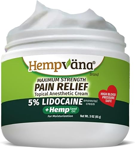 Hempvana Crema de alivio de lidocaína al 5%, máxima fuerza, AS-SEEN-ON-TV, crema fuerte, entumece los nervios irritados para un alivio anorrectal