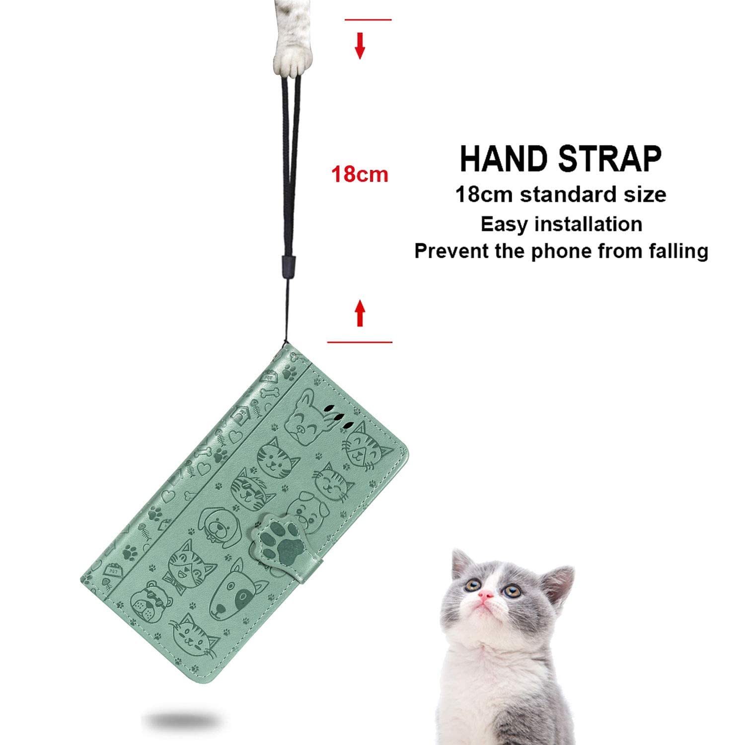 LEMAXELERS Cover Portafoglio Per Huawei Honor 9X Lite, Custodia In Pelle Con Stampa 3D Gatto Giallo, Supporto E Slot Per Carte