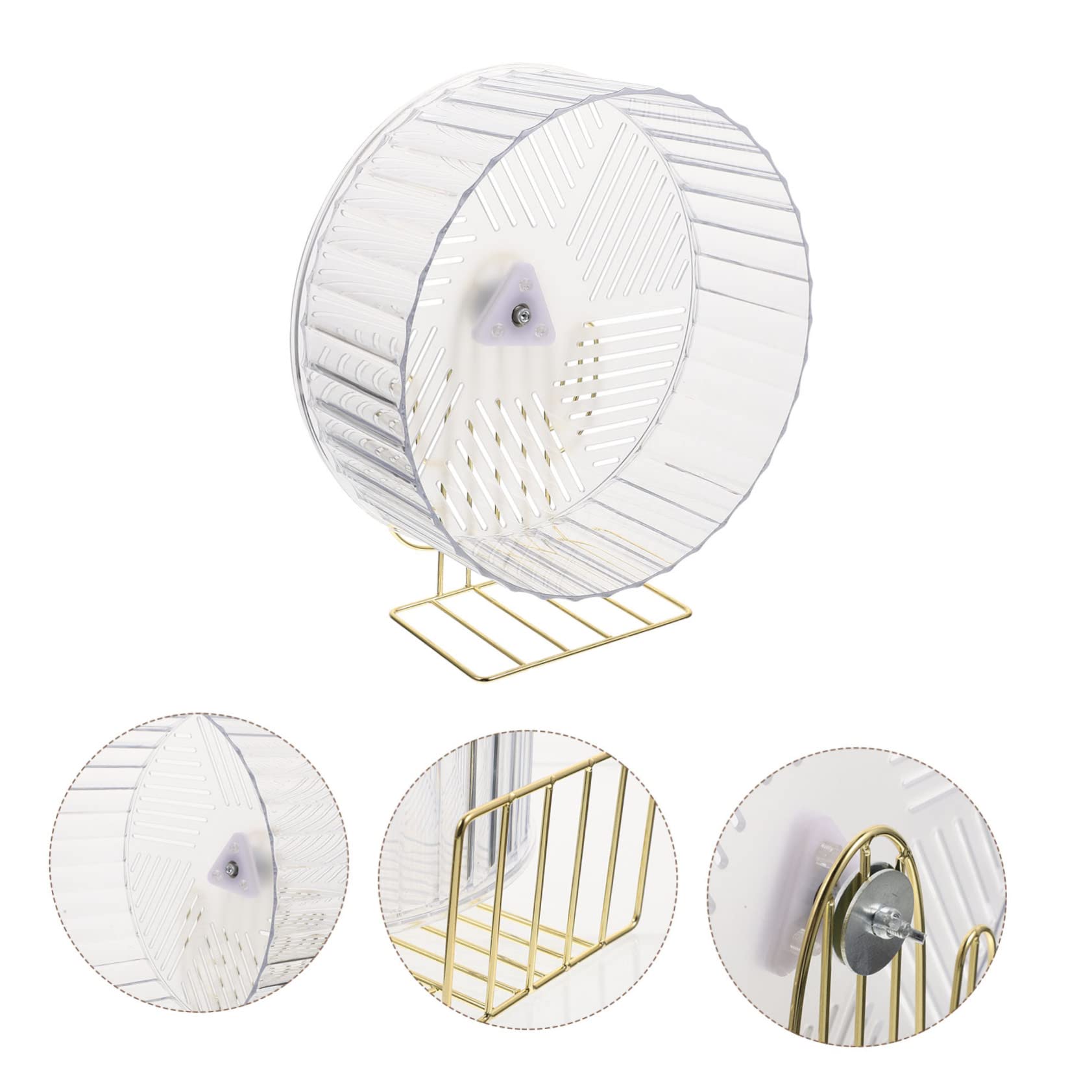 Rueda de Hámster con Soporte, Juguete de Ejercicio para Mascotas | Base de Aleación y Plástico, Uso en Jaula, para Erizo y Ratón Dorado, Diseño Adorable