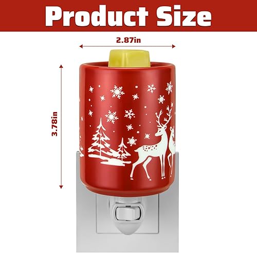 Miniatura 7 de STAR MOON Calentador de luz nocturna de cera de cerámica con fragancia enchufable para decoración de Navidad, sin peligro de incendio, lleno de dos