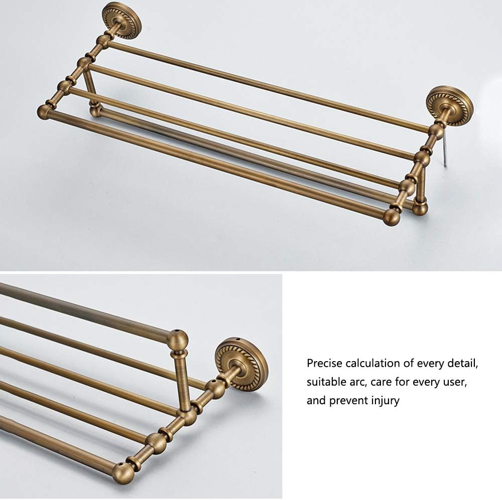Bathroom Towel Rack Towel Bar Retro Brass Towel Holder Heavy Duty Towel Rails Wall Mounted Towel Ring for Bathroom, Kitchen, Hotel, Screw Installation