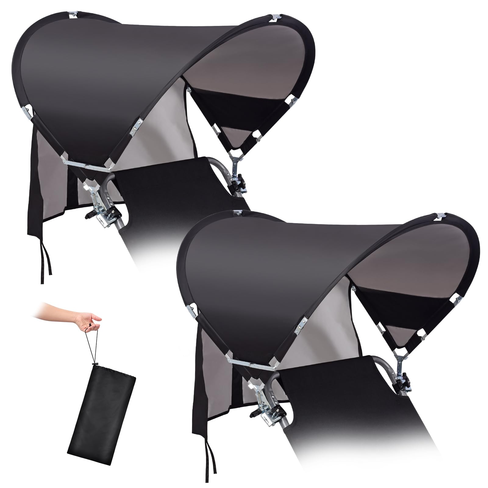 Universal Wind-Resistant Chair Umbrella Canopy, Foldable Portable UPF 50+ Sun Shade Attachment with Adjustable Clamp, Fits Most Beach, Camping, Lawn, Sports, Tanning, Zero Gravity Chairs & Wheelchairs — view 22