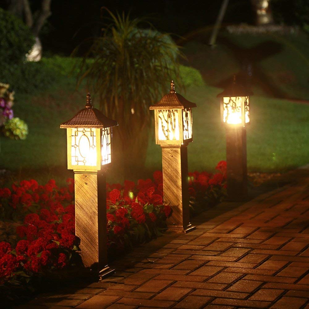 Inteligentna lampa ogrodowa LED na zewnątrz, aluminiowa, akrylowa, E27, słupek oświetleniowy, lampa ogrodowa, lampa uliczna, odporna na warunki atmosferyczne i wodę,80cm