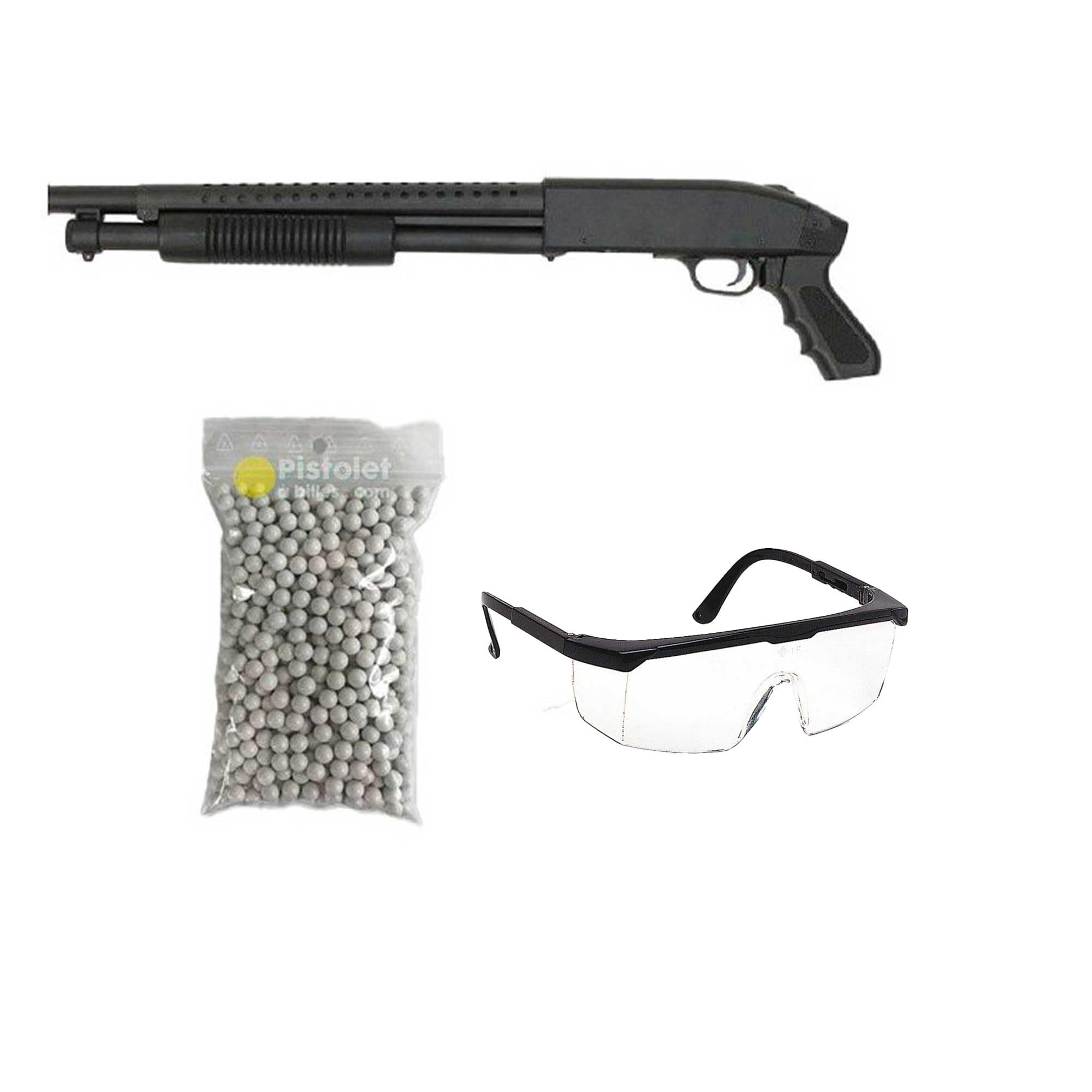 Pack Airsoft Fusil à Pompe SG00032 / Modèle à Ressort/Plastique et Métal/Livré avec Accessoires