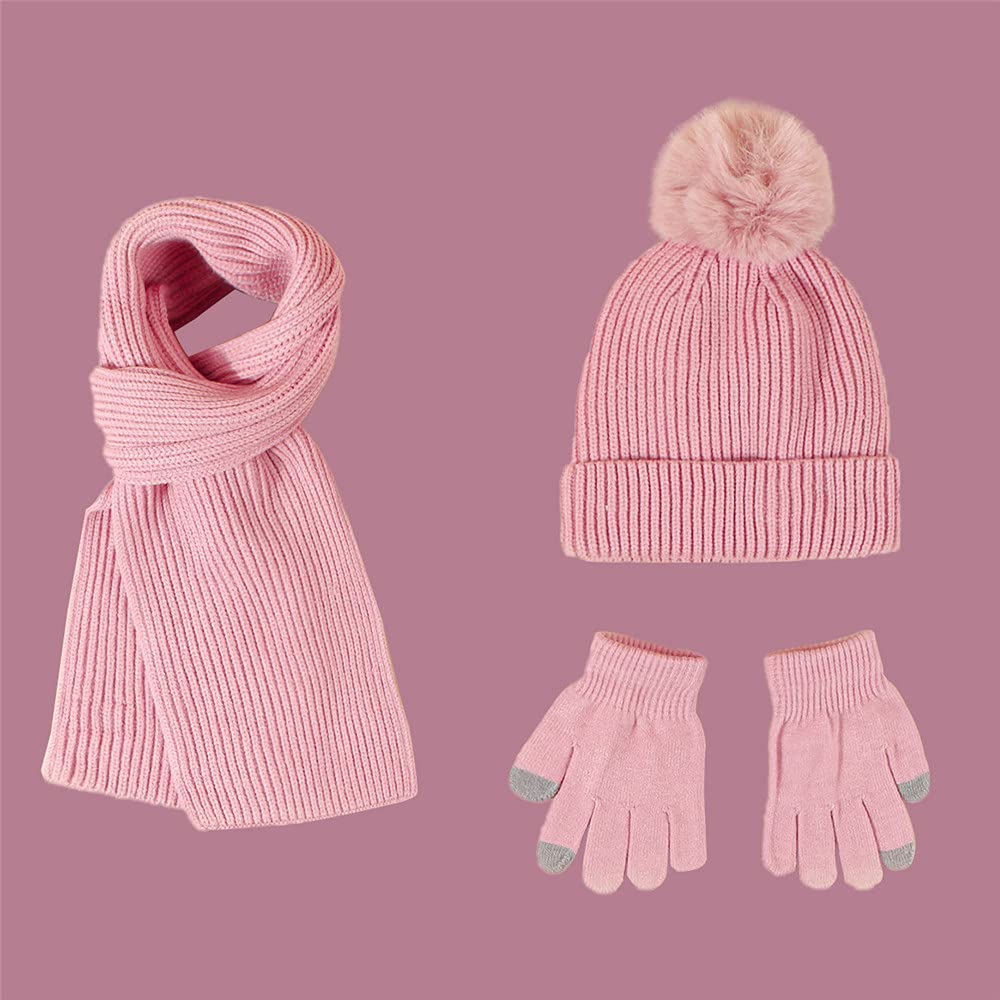 Ensemble bonnet écharpe gants tricotés thermiques premium pour enfants