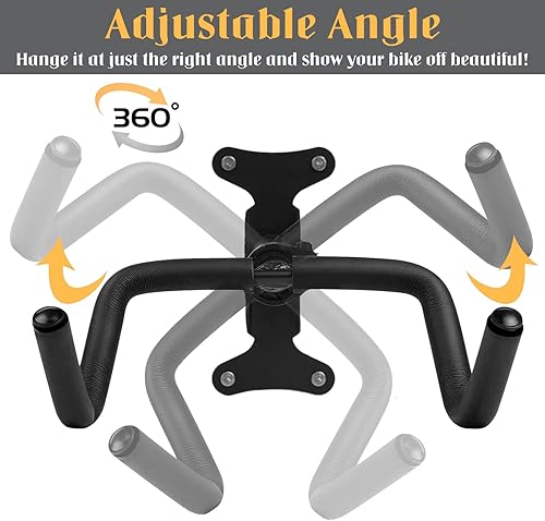 Miniatura 4 de CUCESH Paquete de 2 soportes de pared para bicicleta, garaje horizontal para montaje en pared, totalmente ajustable para garaje, interior, bicicleta