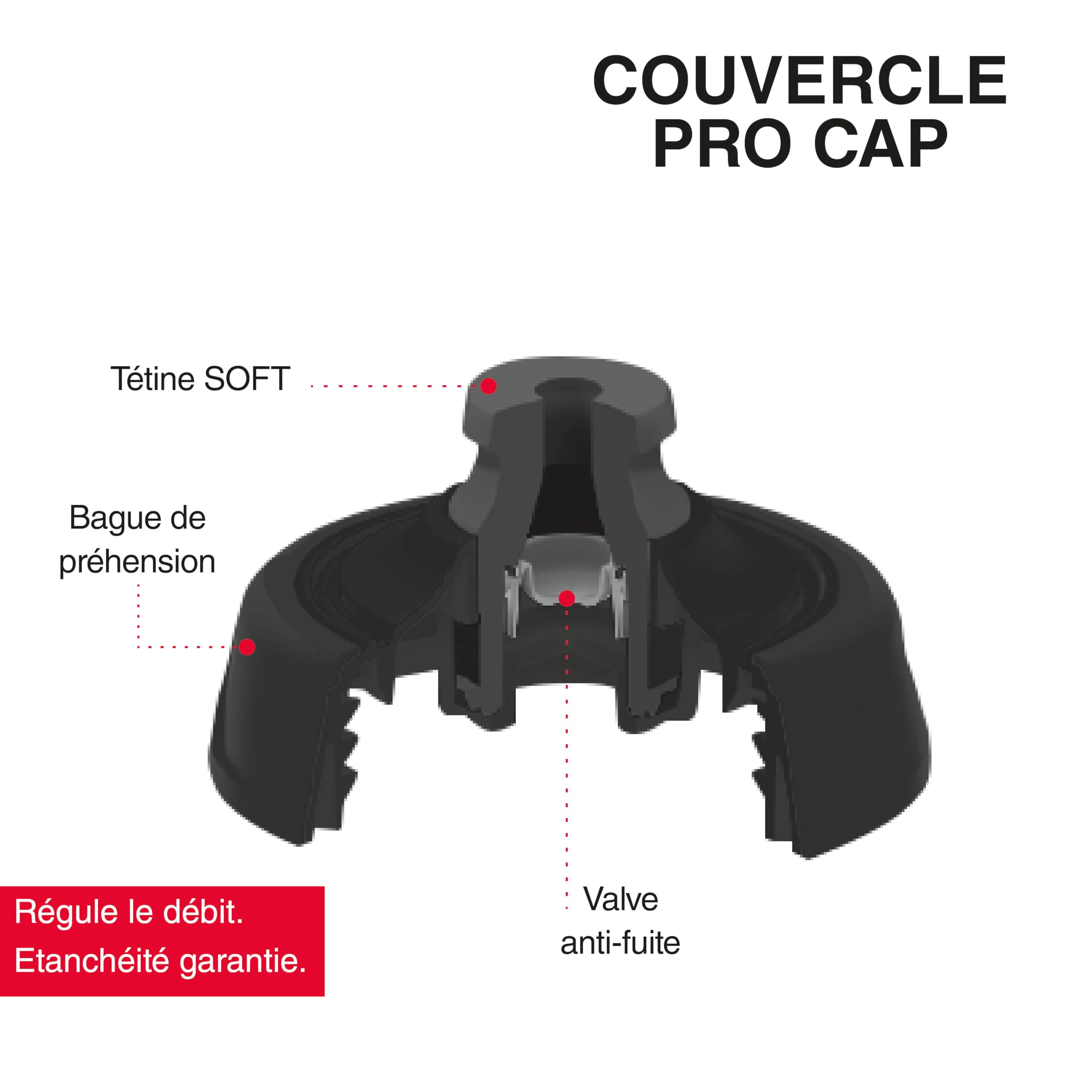 ZEFAL Magnum Pro Noir Fumé et Gris - Bidon Velo de Grande Contenance - Gourde Vélo/VTT et Sport Réutilisable sans BPA - Tétine en Silicone Étanche - 975 ml, 92 g