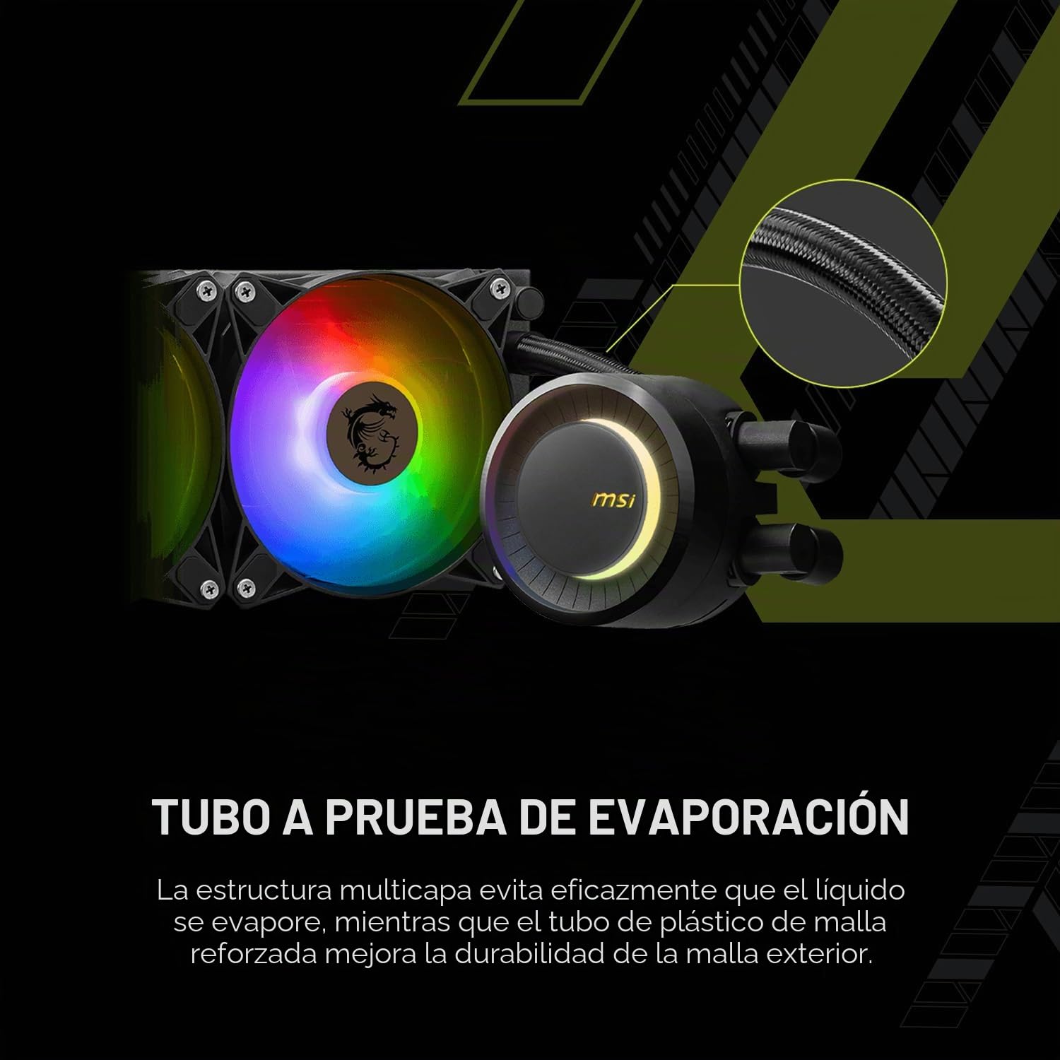 MSI MAG CORELIQUID E240 - Enfriador líquido AIO RGB para CPU - Radiador de 240 mm - Ventiladores dobles ARGB PWN de 120 mm.