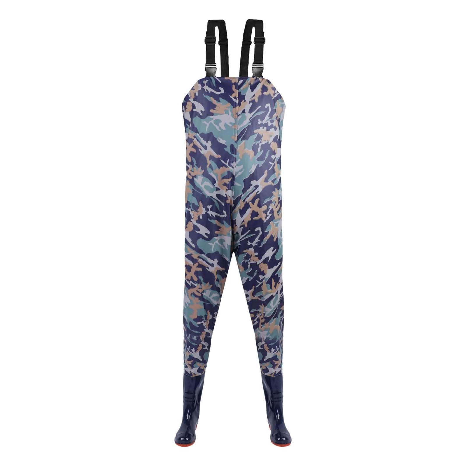 Wathose für Herren und Damen, Jagd-Brusthose mit Stiefeln, wasserdicht, atmungsaktiv, Wathose, leicht, Jagd-Wathose zum Waten, Fliegenfischen, Jagd, Schlammarbeit, blau (1), 43 EU