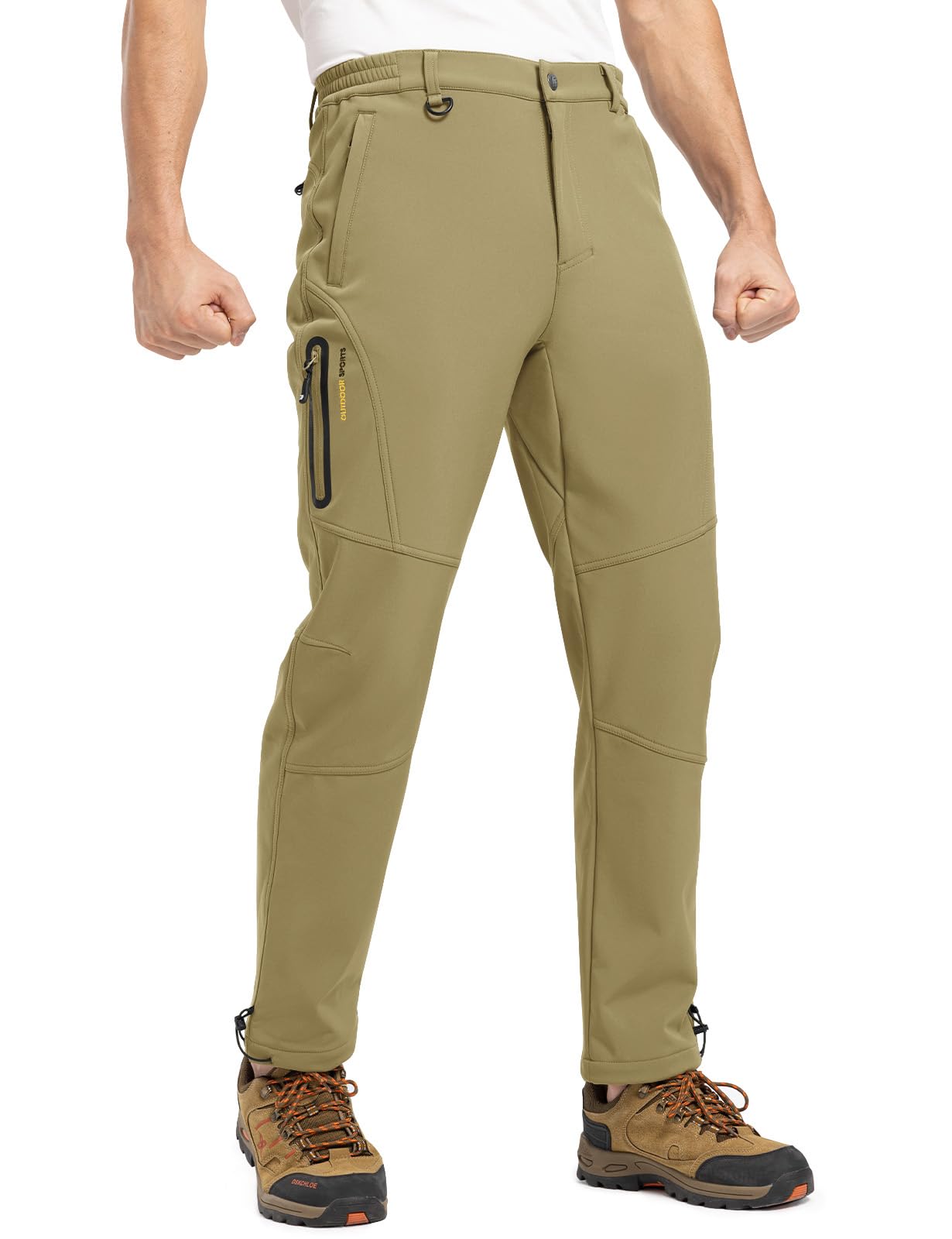 TBMPOYMen's Hiking Pants Waterproof Outdoor Fleece Lined Snow Ski Insulated Climbing Pants Zipper Pockets