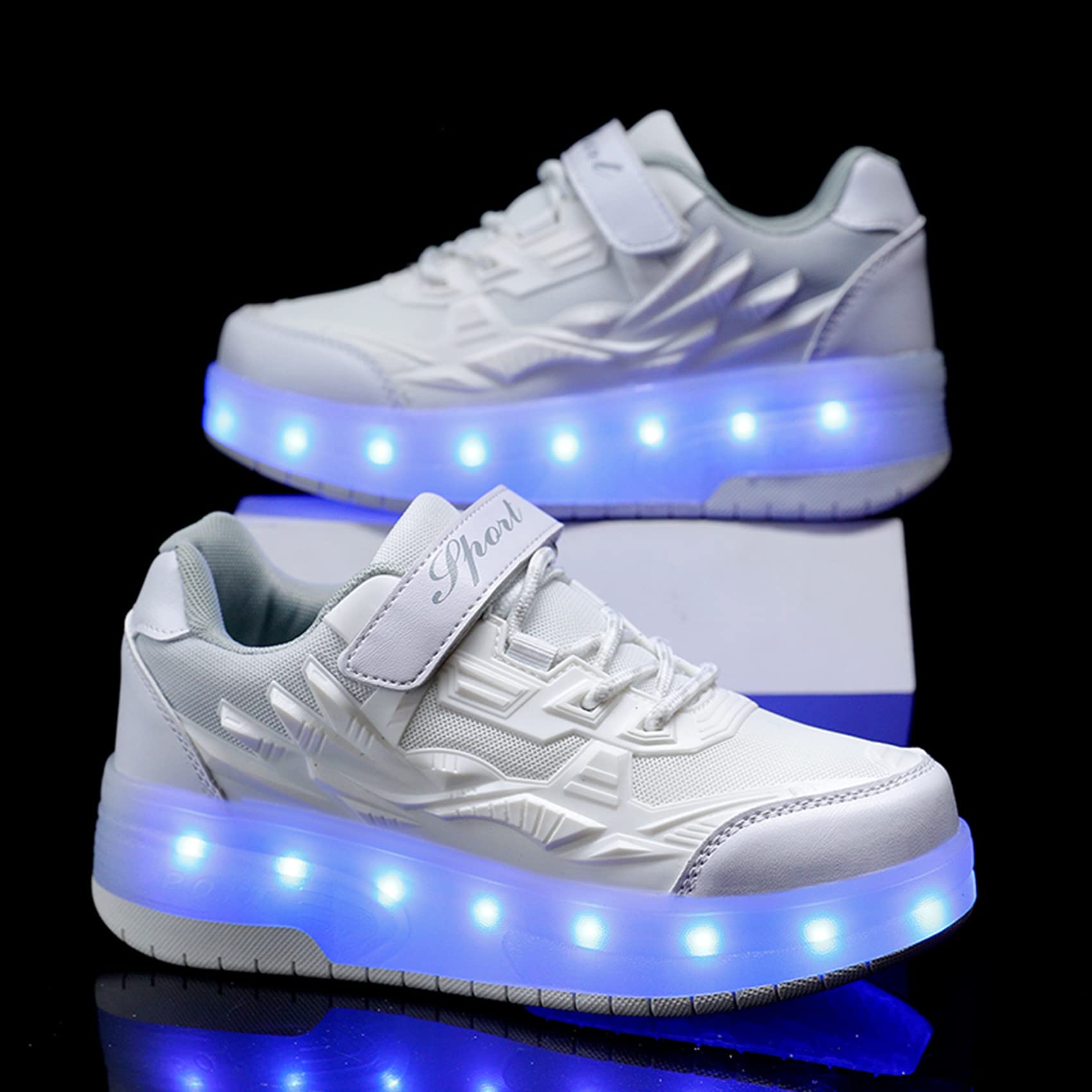 Zapatillas con Ruedas para Niña y Niños Led Luces Patines en Linea Bambas con Ruedas Deportivas Patines al Aire Libre Gimnasia Running Niños Multiusos Automática Zapatos de Skateboard con USB Carga