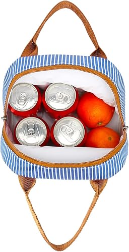 Miniatura 6 de FlowFly Bolsa tote de almuerzo con asas, aislada, conserva el frío, para mujeres y hombres, Royal