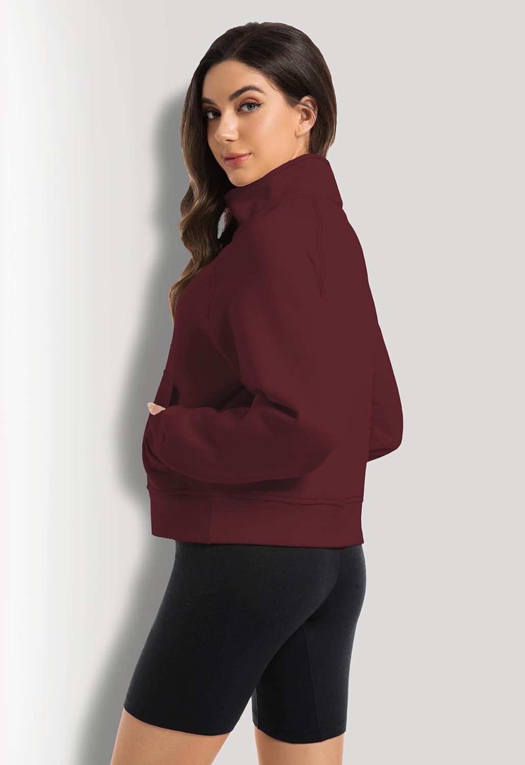 2 Pack Womens Sweatshirts Half Zip Cropped Pullover Fleece Quarter Zipper Hoodies 2025 Fall Fashion Outfits Clothes - Image 5