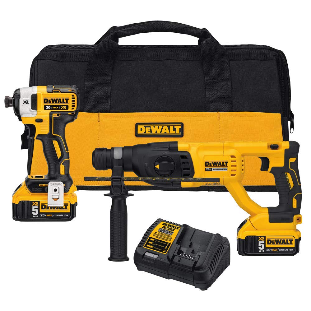 DEWALT DCK233P2 20V MAX XR Brushless 1 SDS PLUS Rotary Hammer and Impact Driver Kit product thumbnail 2