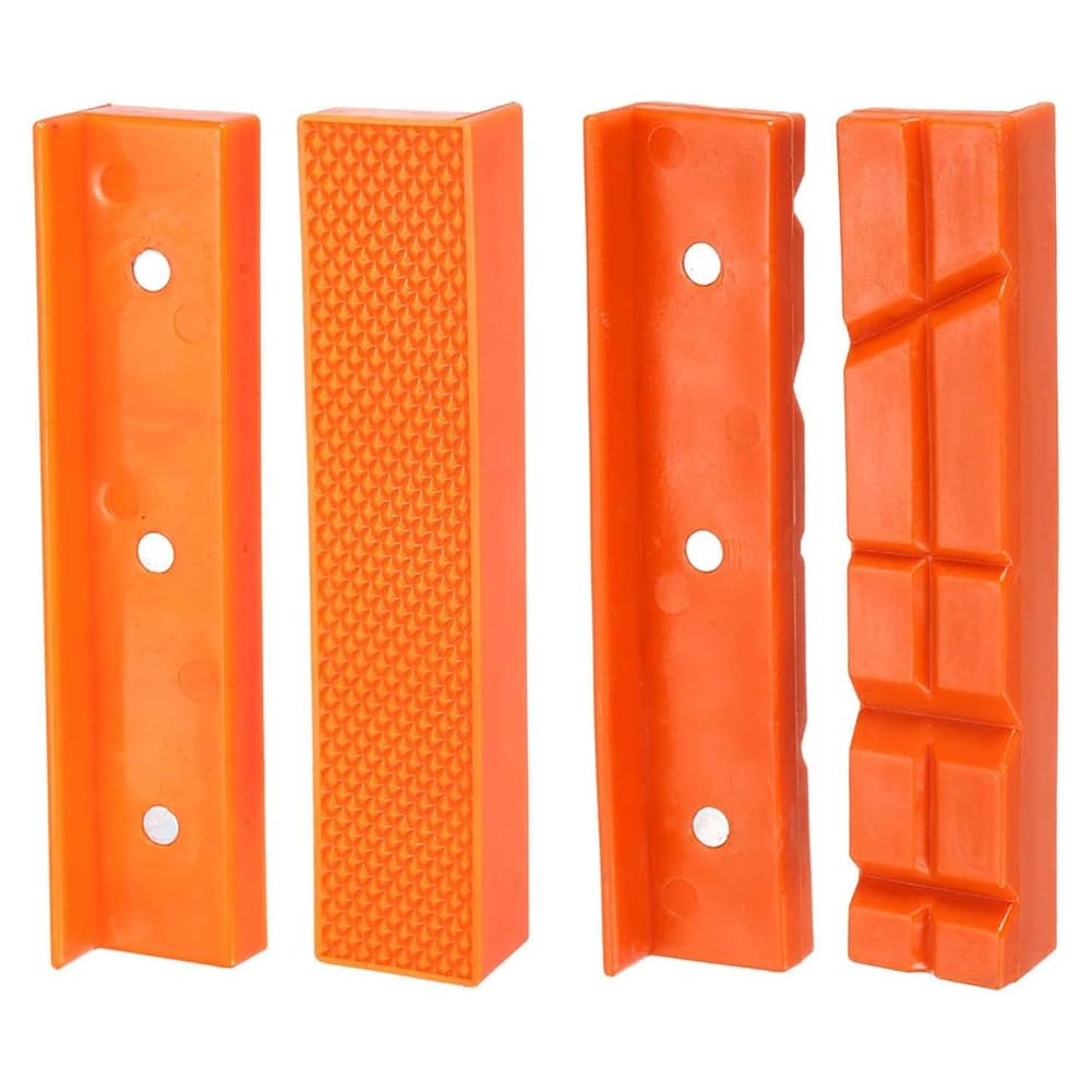 Hndhbfgrt 2set Magnetic Vise Jaws 5 Inch Magnet Plain Grooves & V-Grooves Soft Rubber Bench Jaw Pads Covers Multi-Purpose Protector Woodworking Jewelry Making Plumbing