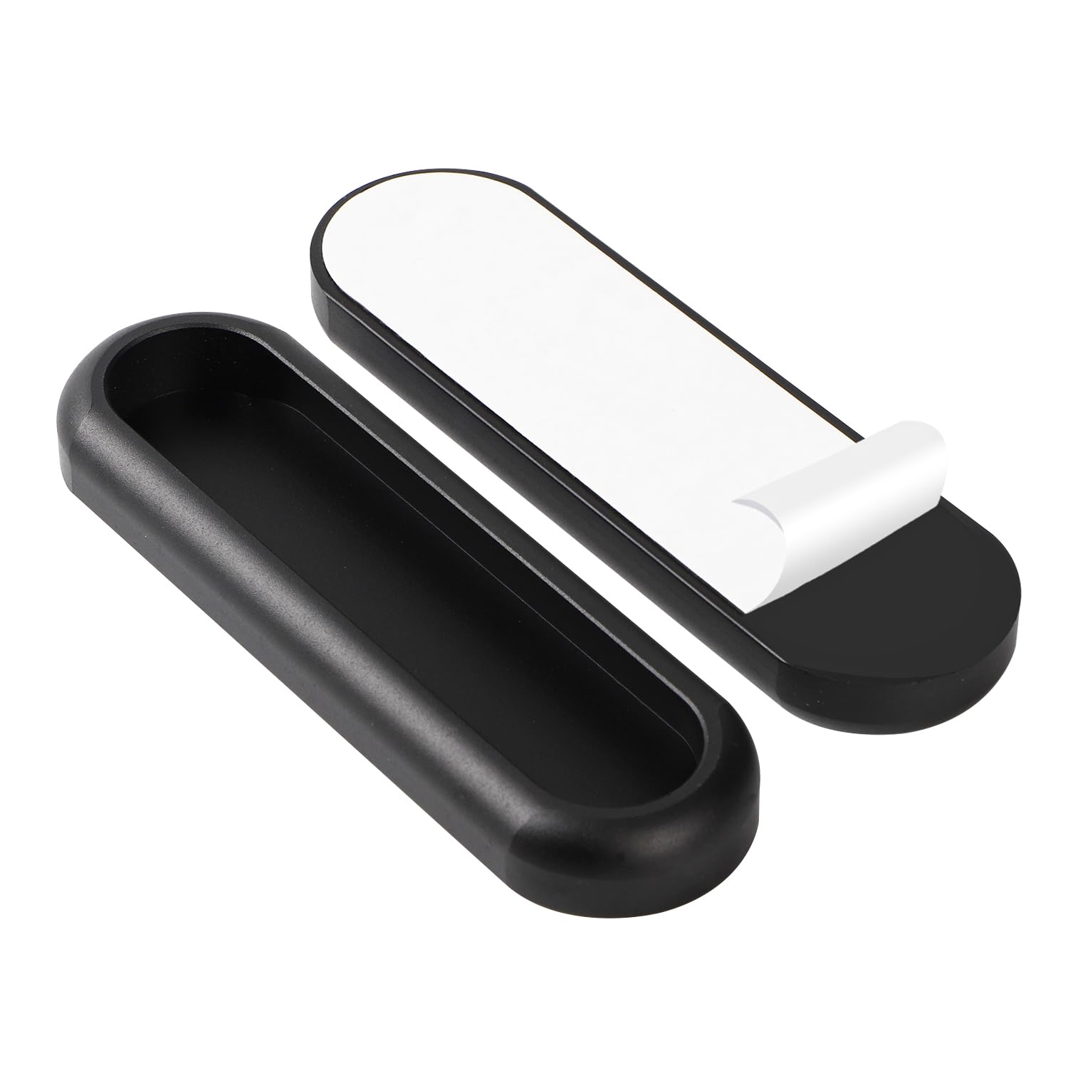 BaiNong 5 Pack Stick on Handle 4 inch Adhesive Handles Matte Black barn Door Finger pulls for Window Modern Self Adhesive Closet Drawer pulls Sliding