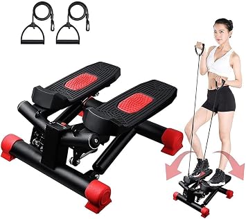 Exercise Stepper, Mini Aerobic Stepper with Display, Quiet Fitness Stepper Including Resistance Bands, Massageable Gym Stepper for Home Workout, Legs Arm Full Body Training Exercise Machine