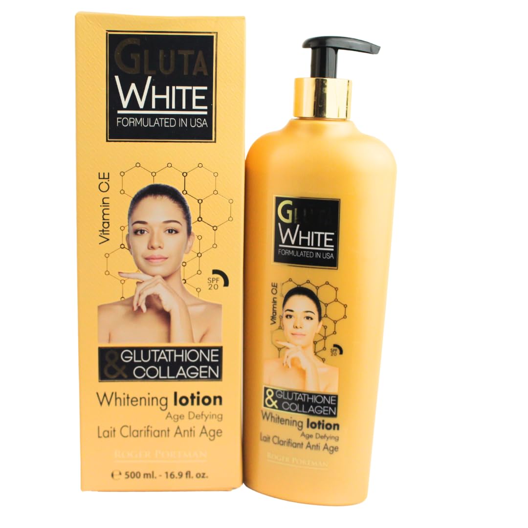 Gluta White Collagen & Glutathione Lotion with Vitamin C & E – Age-Defying Body Moisturizer for Smooth, Even-Toned, Firm Skin – Deep Hydration & Radiant Glow – 500ml