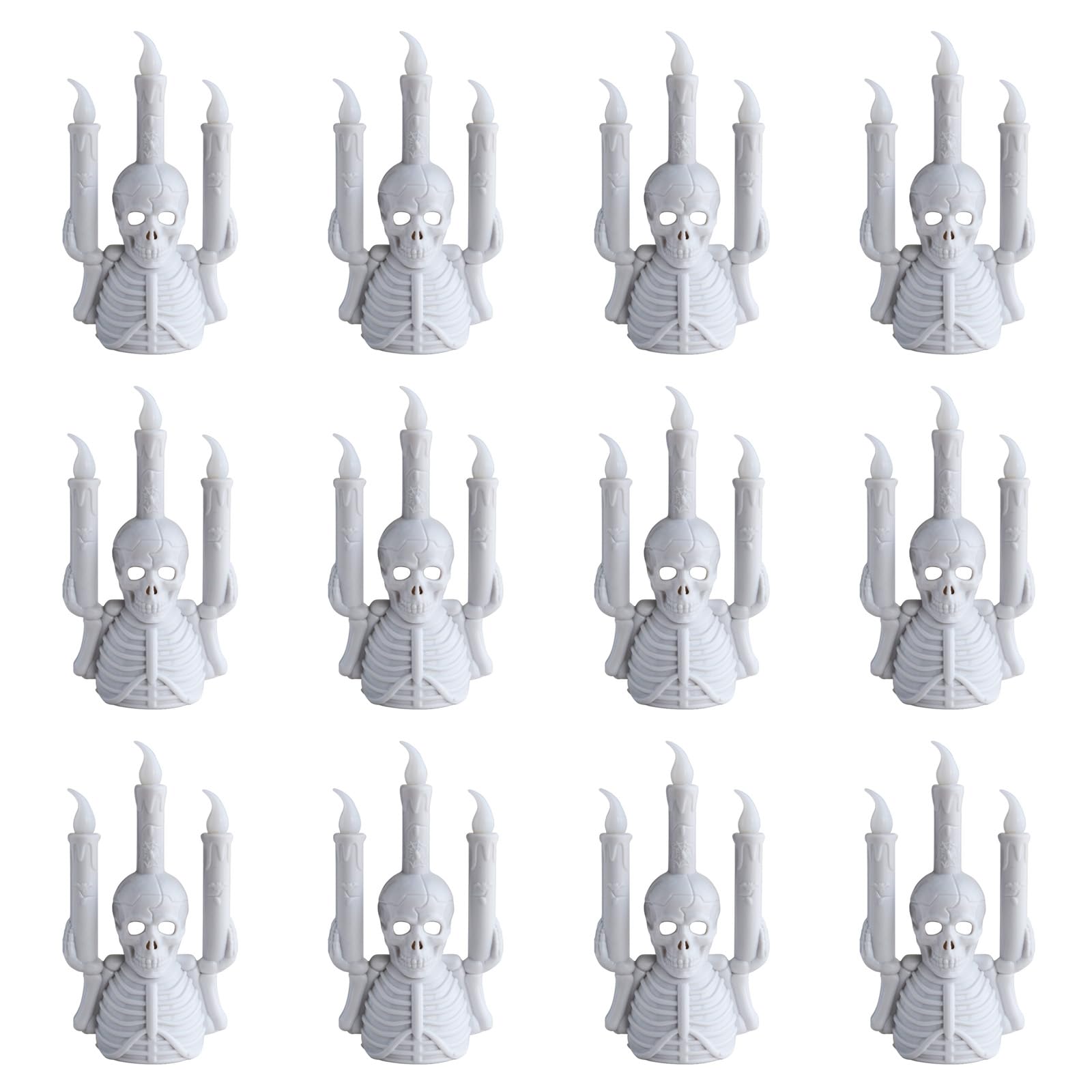 PANGBOER 12PCS Halloween Skull Light Candelabra Skeleton Lamp Decoration for Eerie Party and Home Skull Deck for Halloween
