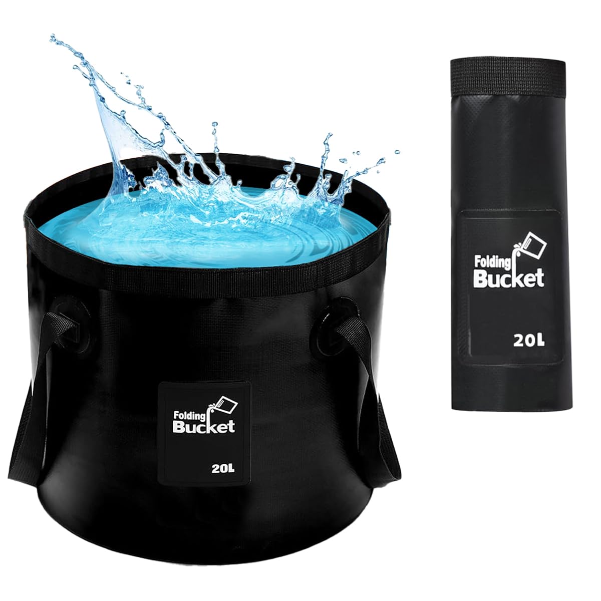 Secchio pieghevole portatile, 10 l, in plastica, impermeabile, per campeggio, lavanderia, pulizia della casa e dell'auto, colore blu, design leggero e salvaspazio